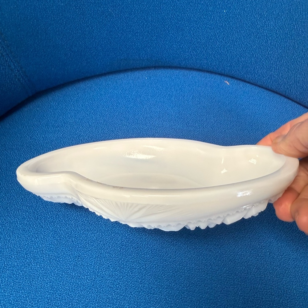 Vintage McKee Milk Glass S Dish  Quintec Prescot Pattern